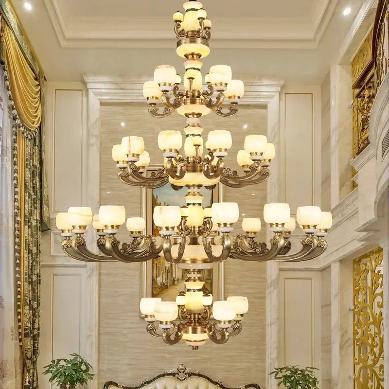 Jade Bronze Multi-Tier Chandelier
