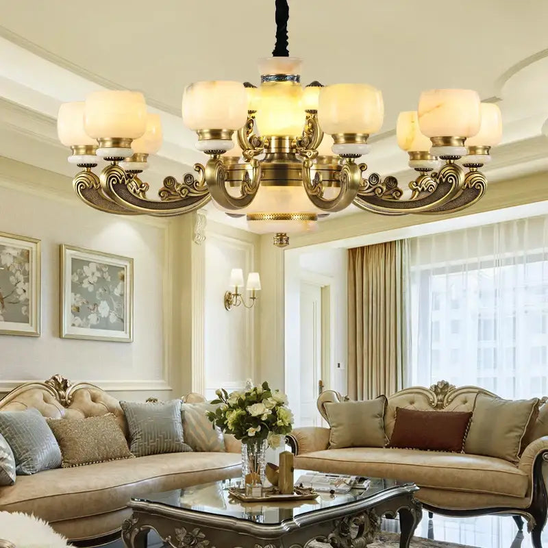 Jade Bronze Multi-Tier Chandelier