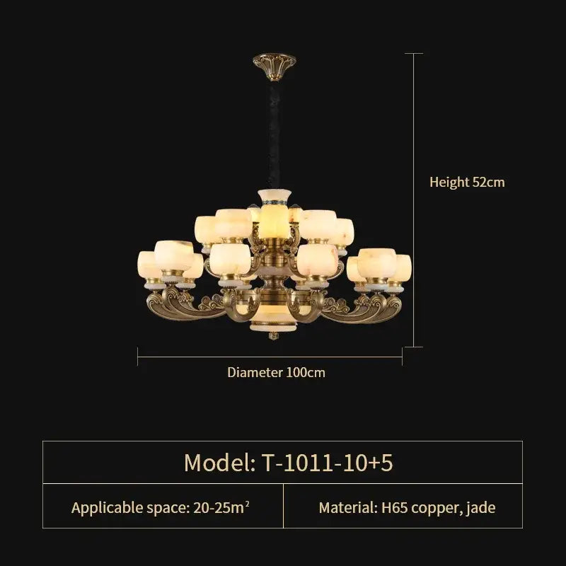 Jade Bronze Multi-Tier Chandelier
