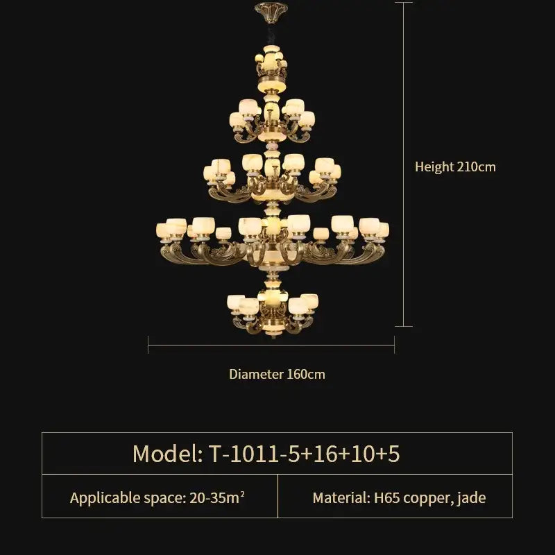 Jade Bronze Multi-Tier Chandelier