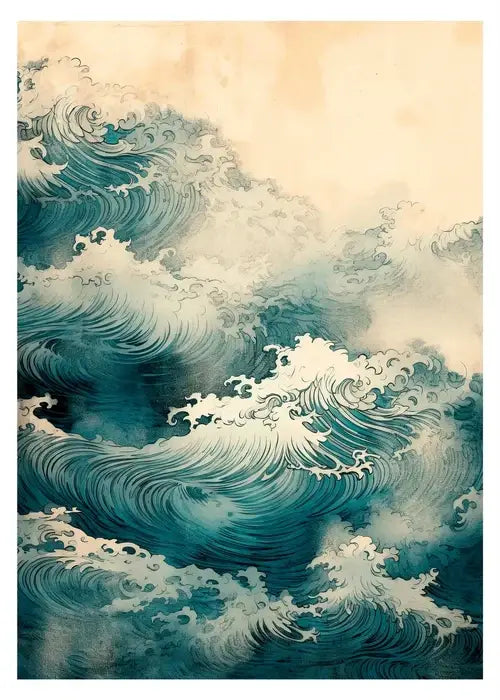 Blue Hokusai Art Poster