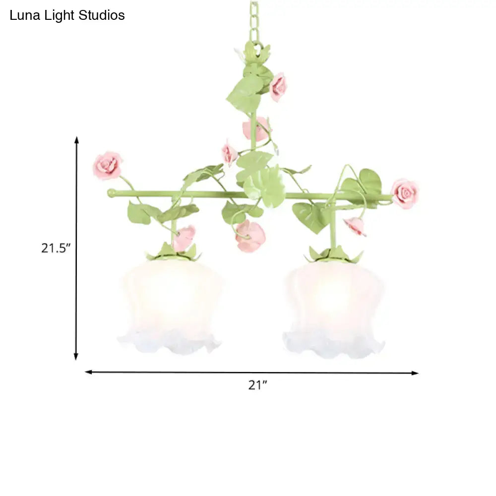 Green Glass Floral Chandelier