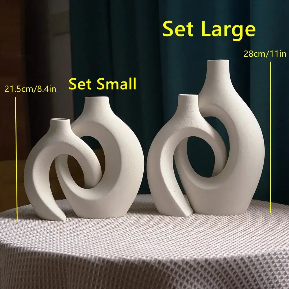 Large White Ceramic Vase Set 28cm for Blooms