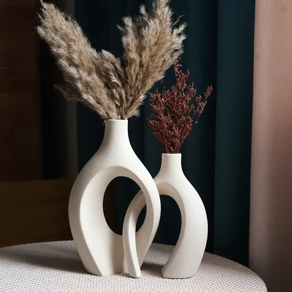 Large White Ceramic Vase Set 28cm for Blooms