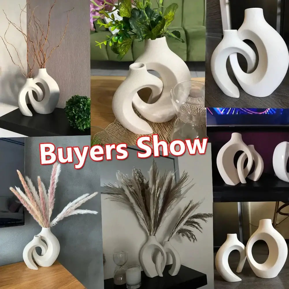 Large White Ceramic Vase Set 28cm for Blooms