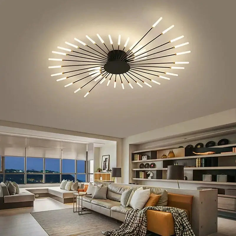 Gold Radial Ceiling Lamp