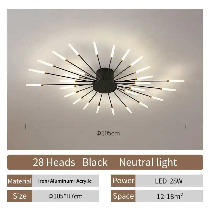 Gold Radial Ceiling Lamp