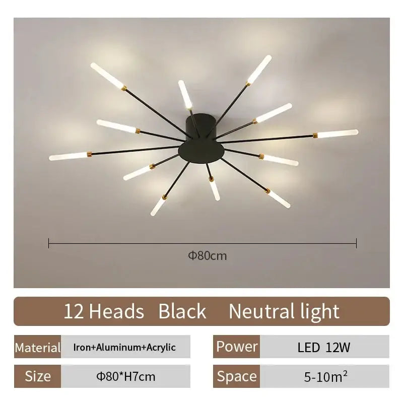 Gold Radial Ceiling Lamp
