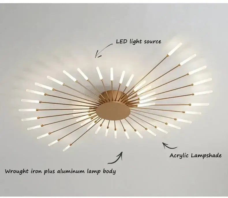 Gold Radial Ceiling Lamp