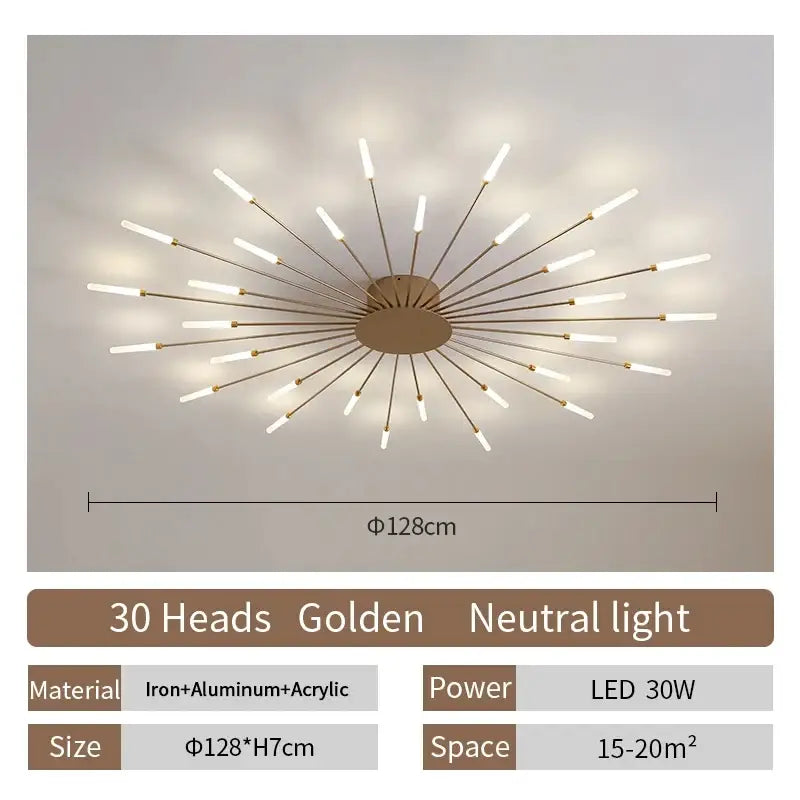 Gold Radial Ceiling Lamp