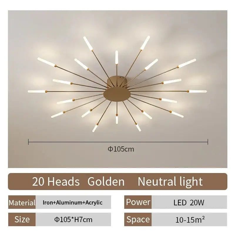 Gold Radial Ceiling Lamp