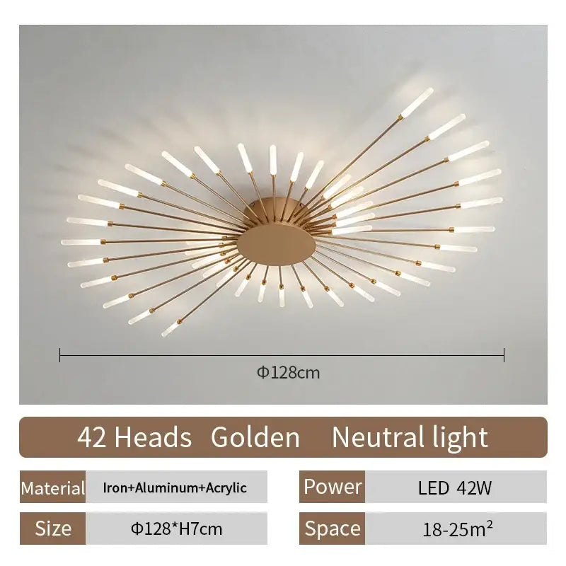Gold Radial Ceiling Lamp