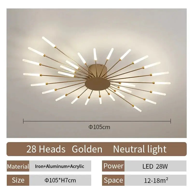 Gold Radial Ceiling Lamp