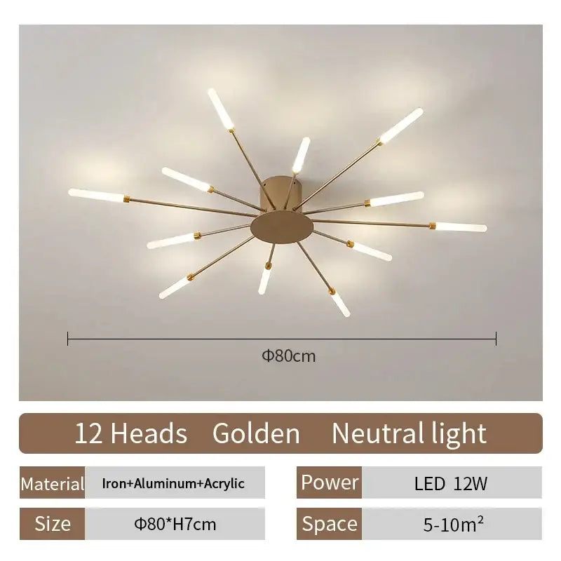 Gold Radial Ceiling Lamp