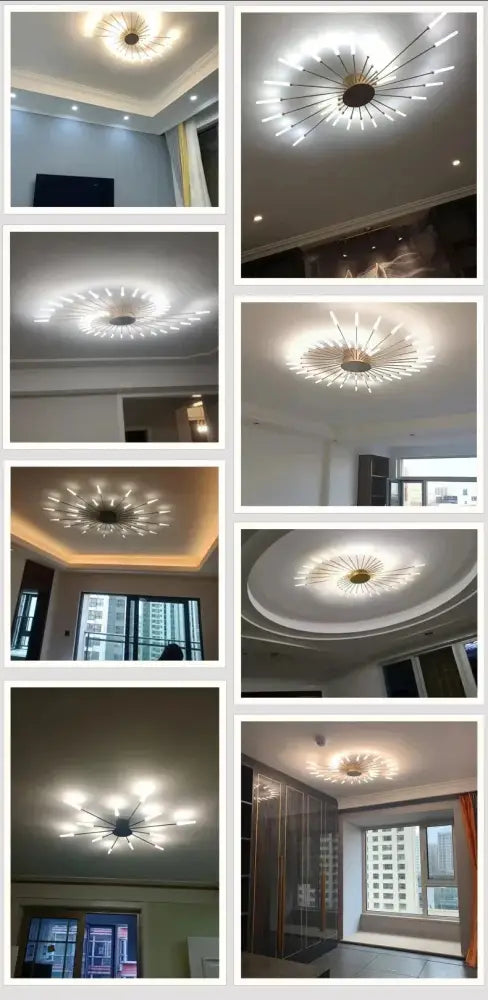 Gold Radial Ceiling Lamp
