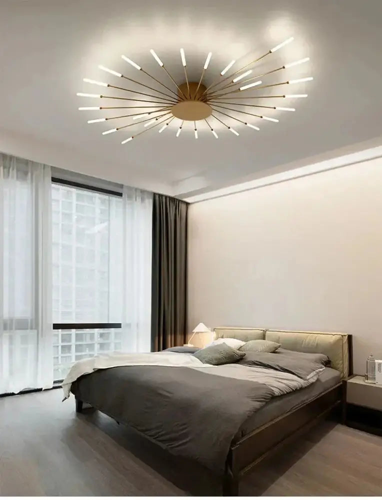Gold Radial Ceiling Lamp