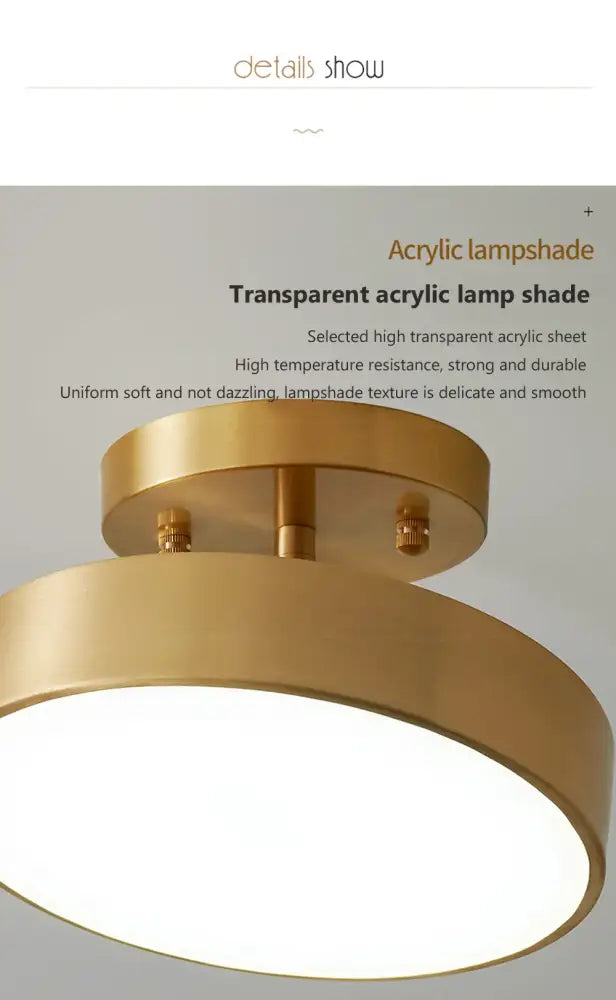 Gold LED Bedroom Ceiling Light