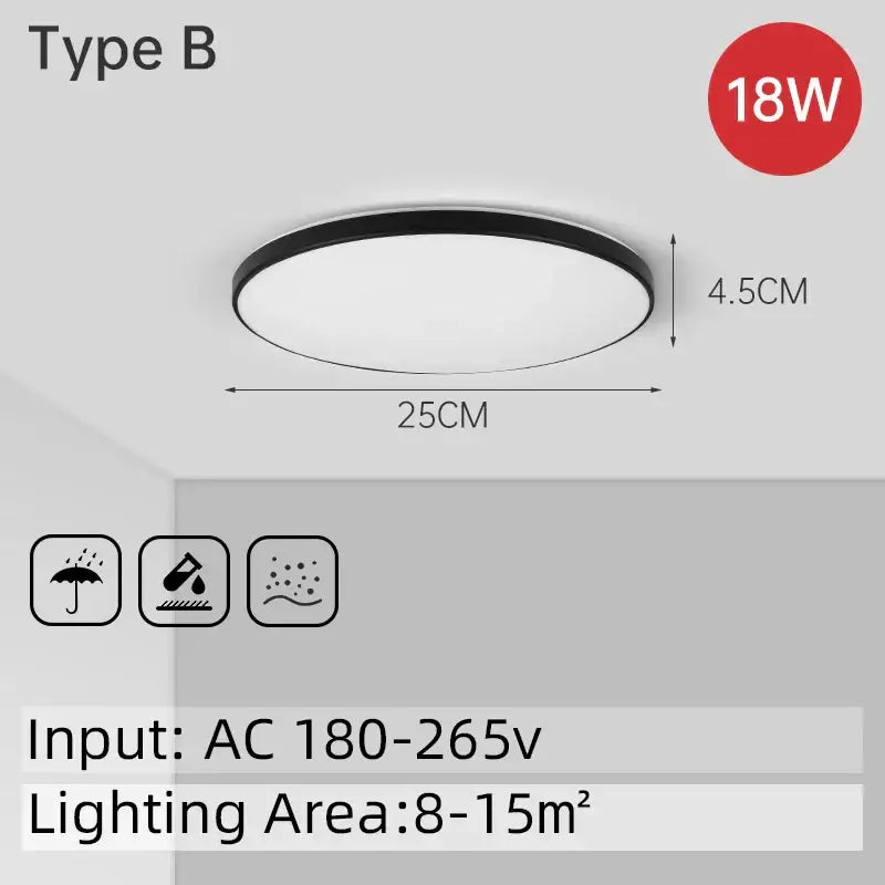 White LED PVC Multi-Power Ceiling Light