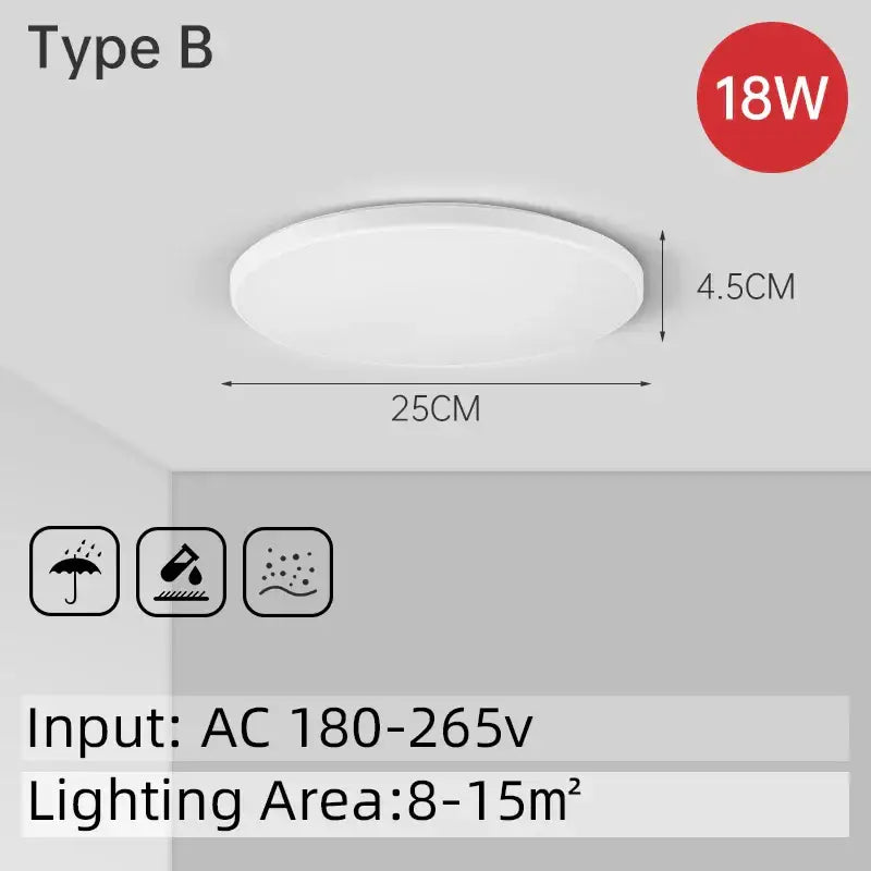 White LED PVC Multi-Power Ceiling Light