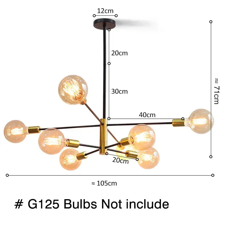 Black Gold 8-Light Ceiling Light