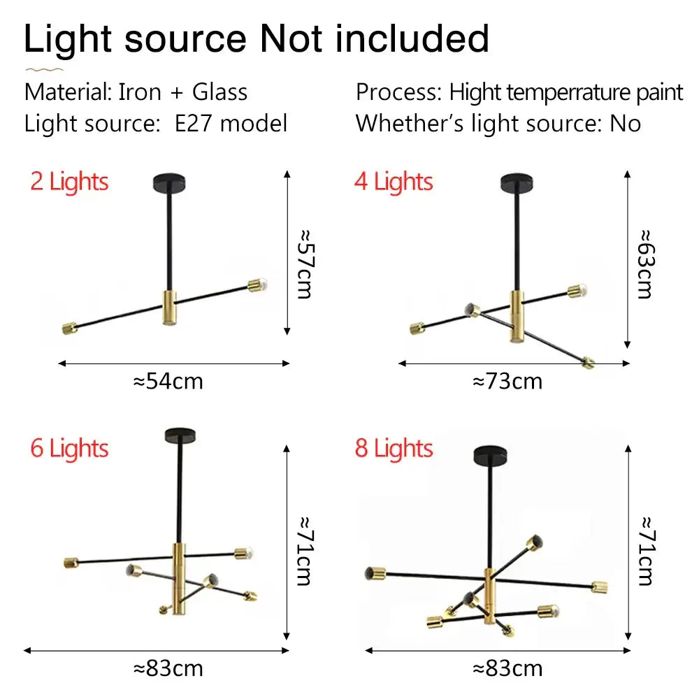 Black Gold 8-Light Ceiling Light