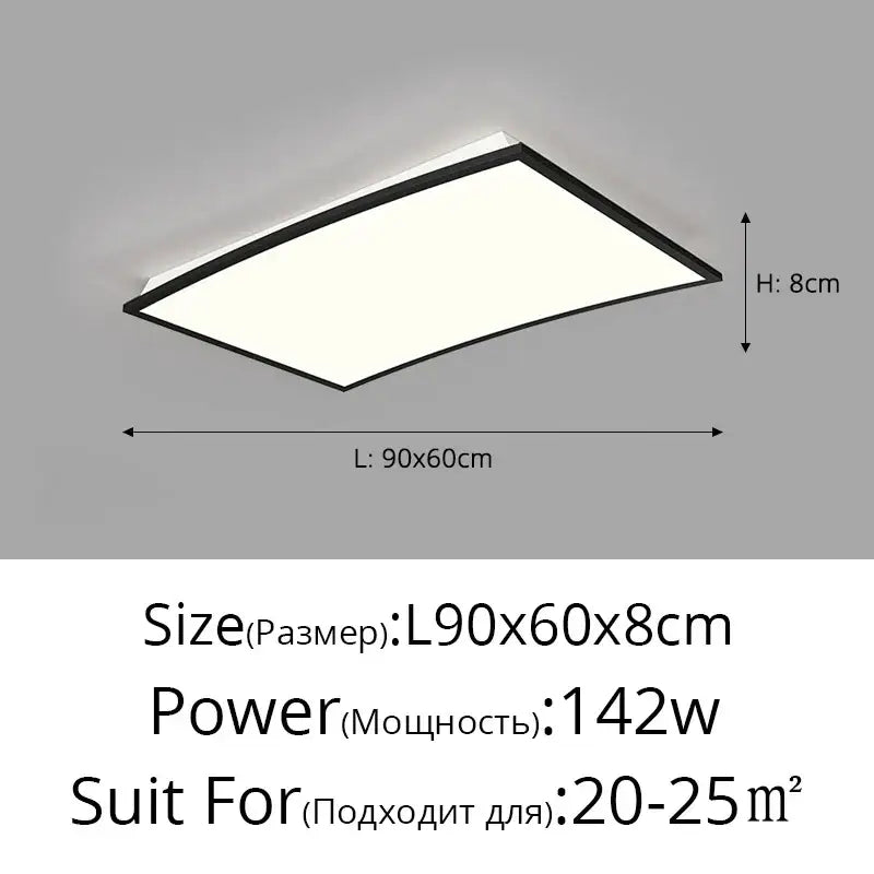 Black Square 90x60cm Ceiling Light