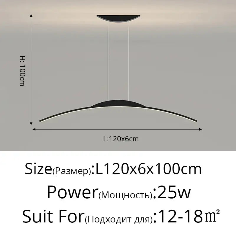 Black Curved Pendant Light