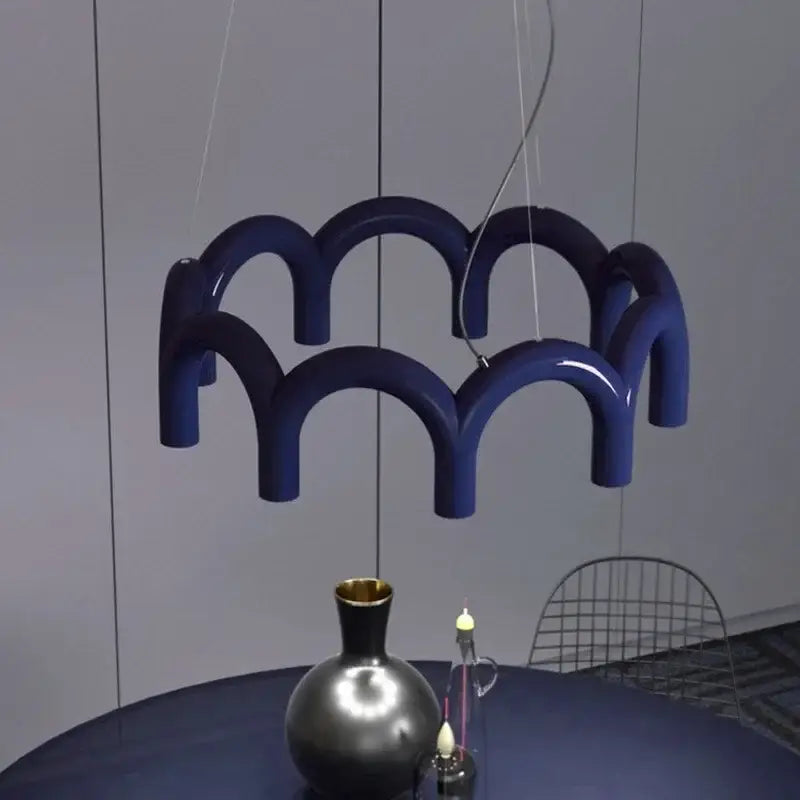 Blue Wavy LED Chandelier