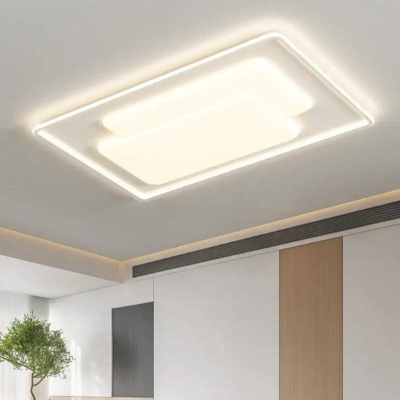 White Rectangular LED Chandelier