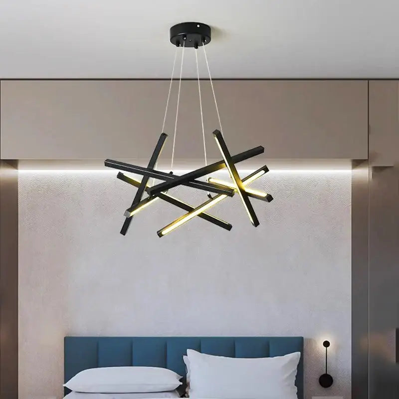 Gold Rectangular Intersecting LED Chandelier