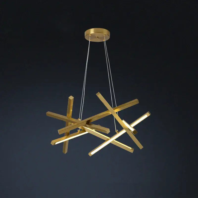Gold Rectangular Intersecting LED Chandelier