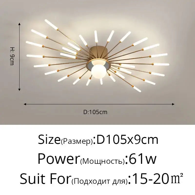 Gold Starburst 42-Head LED Chandelier