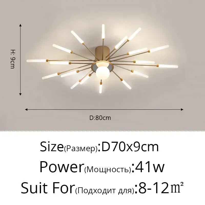 Gold Starburst 42-Head LED Chandelier