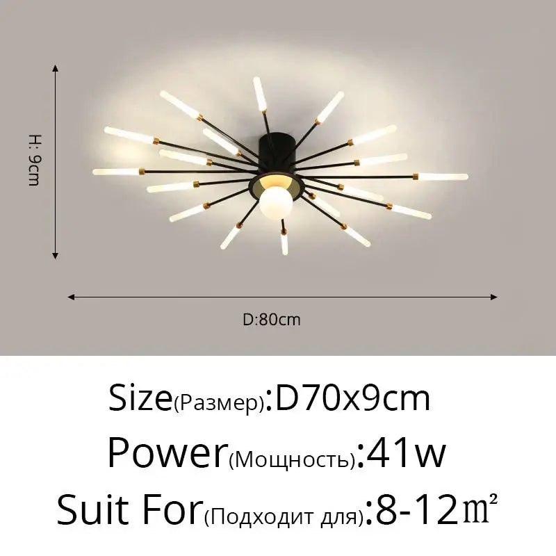 Gold Starburst 42-Head LED Chandelier