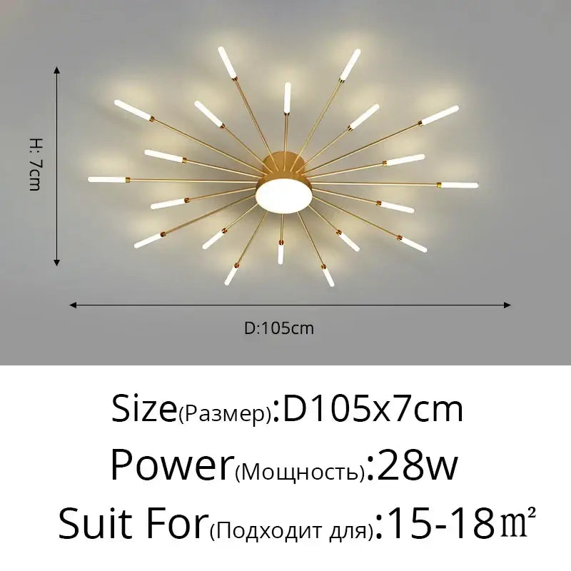 Gold Starburst 42-Head LED Chandelier