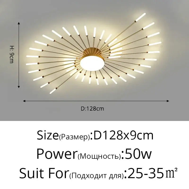 Gold Starburst 42-Head LED Chandelier