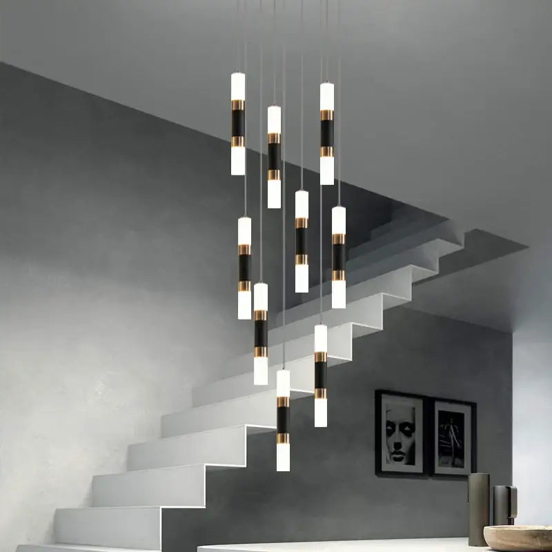 Gold Black 25-Light Stairway LED Pendant