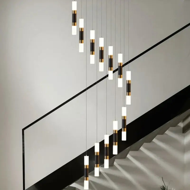 Gold Black 25-Light Stairway LED Pendant
