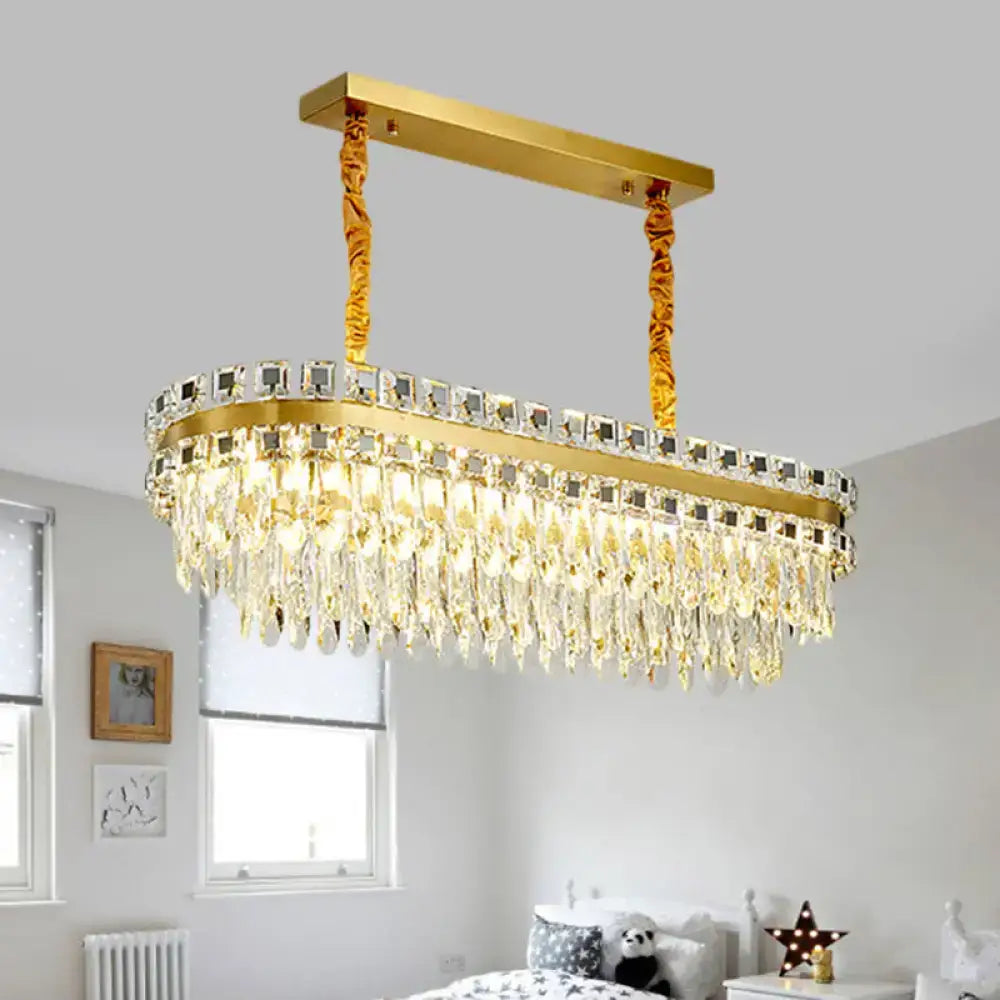 Crystal Drop Oval Chandelier