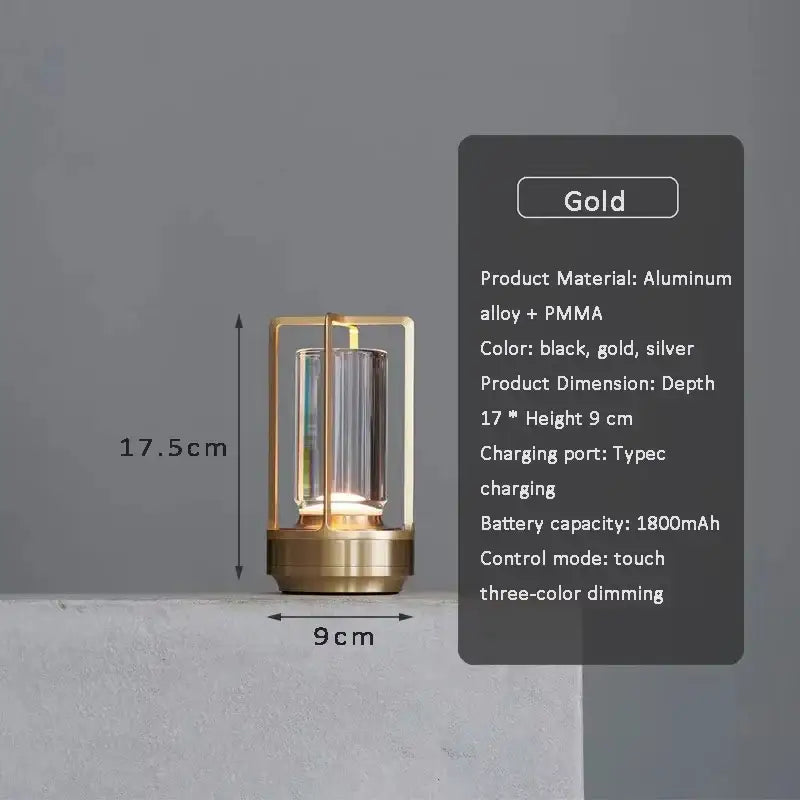 Black LED Crystal Table Lamp