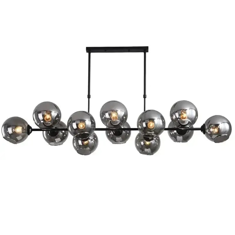 Black Glass Ball Kitchen 12-Head Chandelier