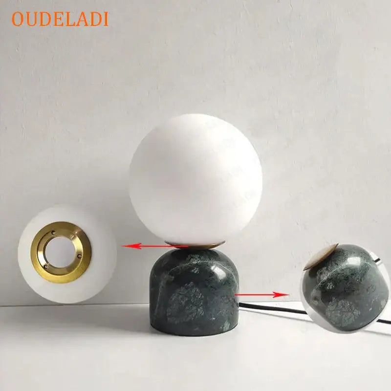 Marble Glass Table Lamp Set