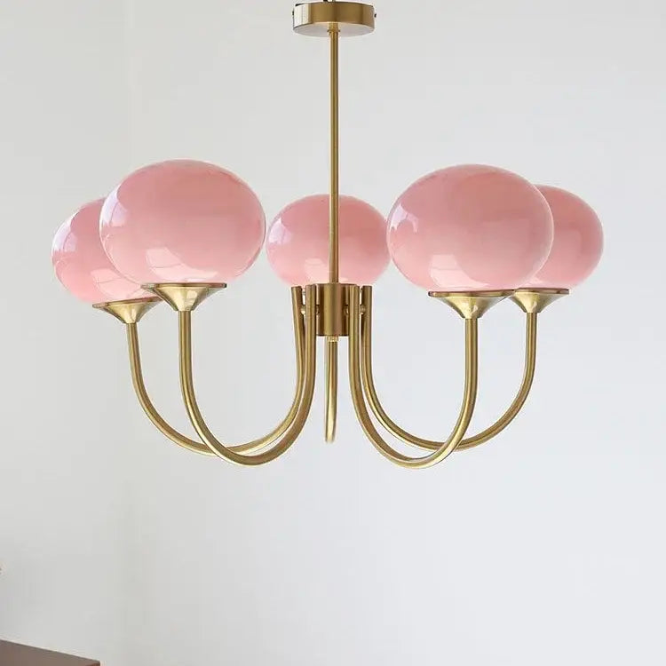 Pink Glass Ball Chandelier