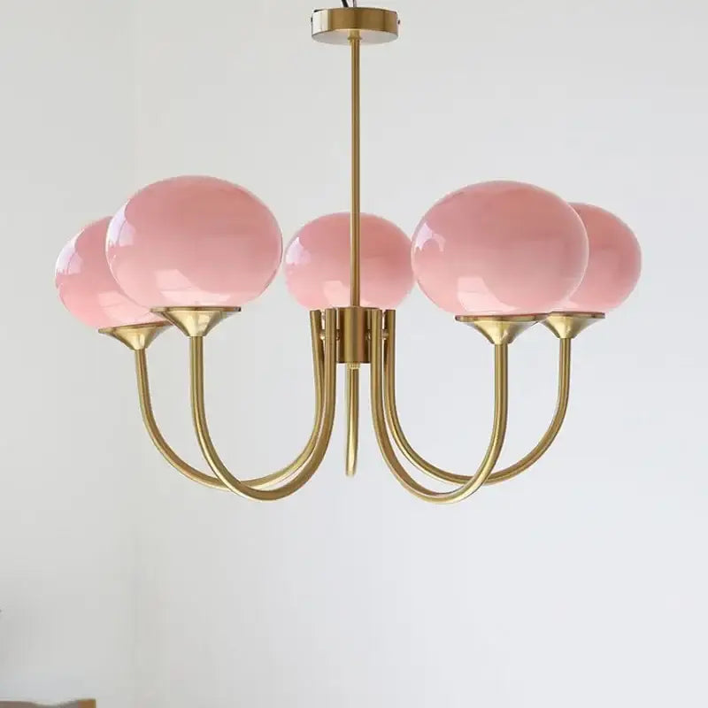 Pink Glass Ball Chandelier