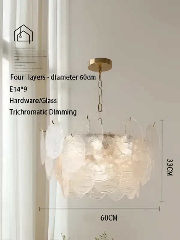 Gold Scalloped Glass Chandelier