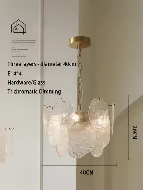 Gold Scalloped Glass Chandelier