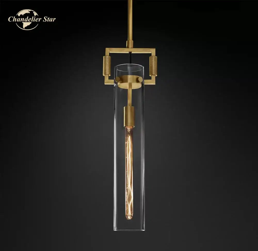 Glass Cylinder Industrial Kitchen Pendant Light