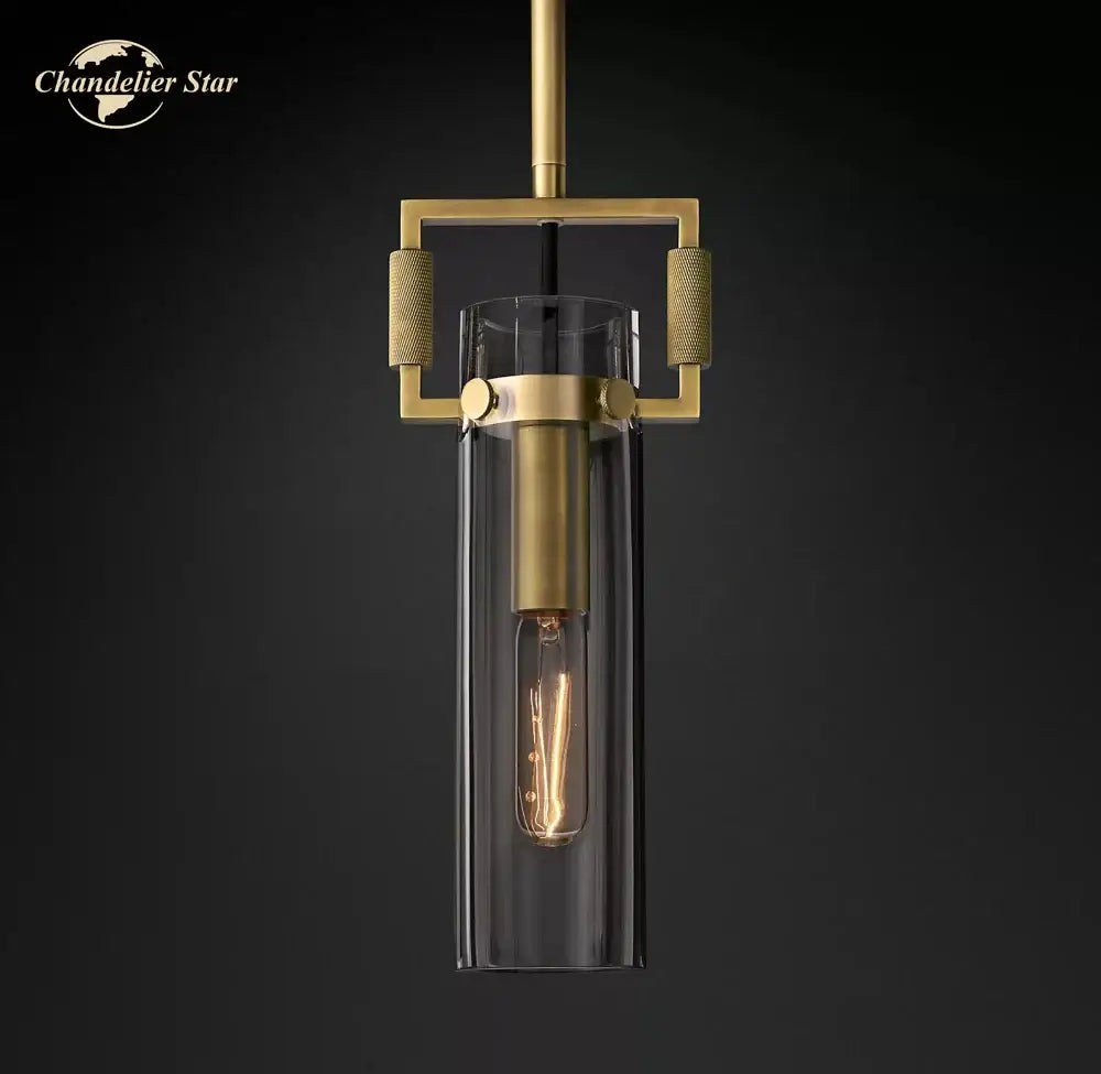 Glass Cylinder Industrial Kitchen Pendant Light
