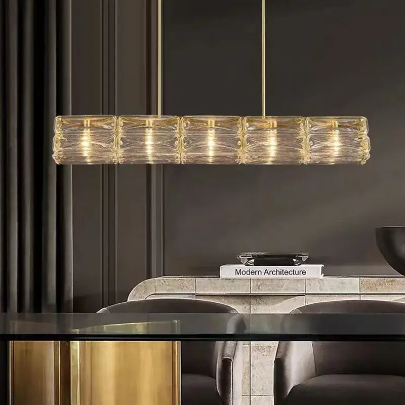Gold Glass Polished-Copper Island Chandelier