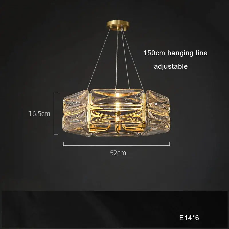 Gold Glass Polished-Copper Island Chandelier